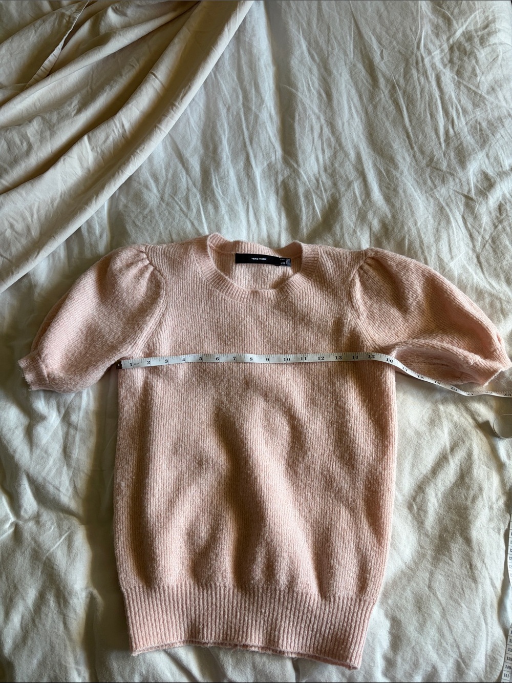 Vero Moda Blush Pink Puff-Sleeve Crew Neck Sweater